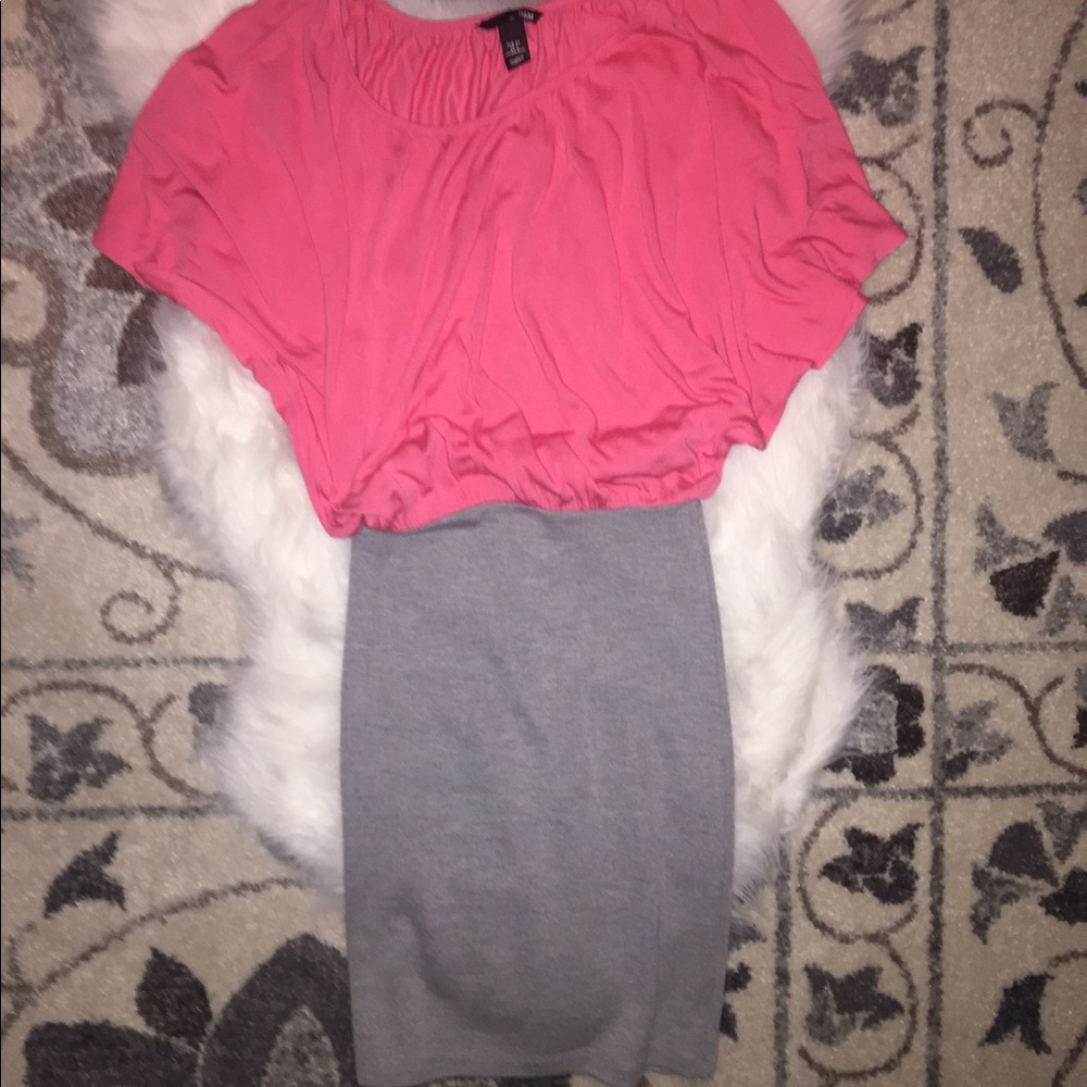 H&M Coral and Grey Dress Size 4 NEW